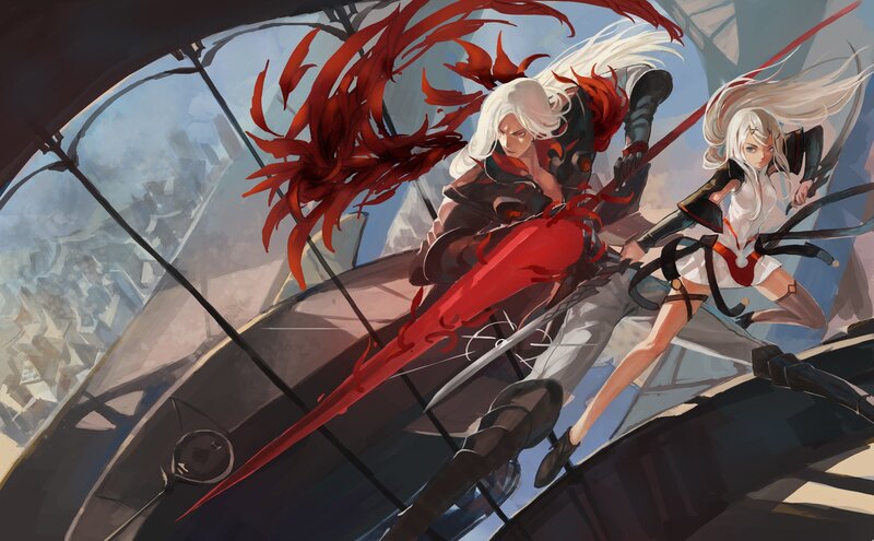 Two Characters on a Ship — Red