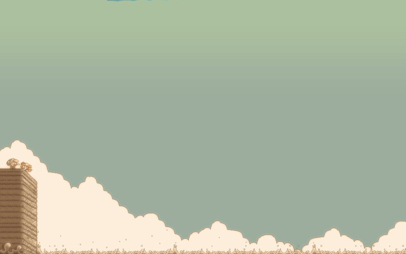 Two Characters on a Tower — Green, Serene, Morning