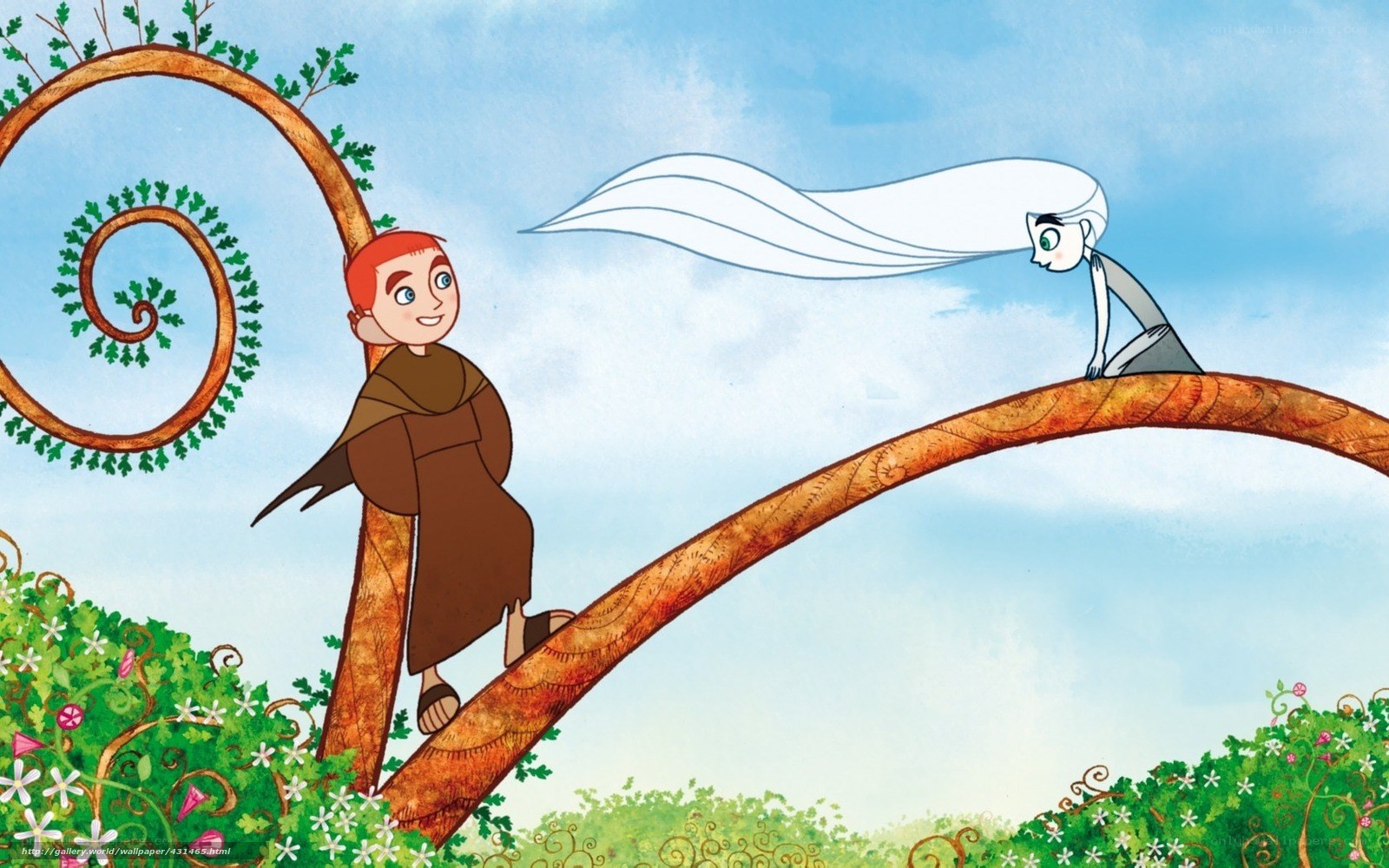 Two characters on a tree branch
