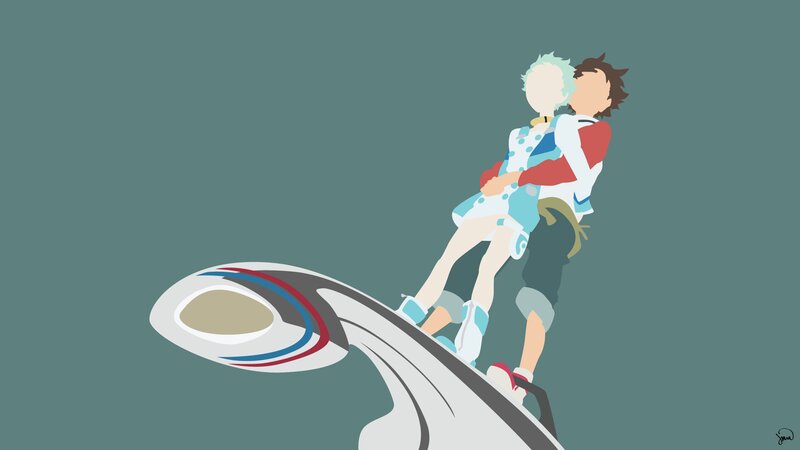 Two Characters on a Vehicle — Teal