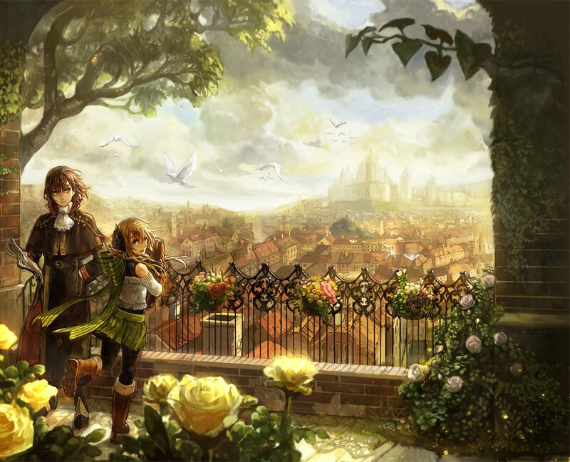 Two Characters on Balcony — Yellow