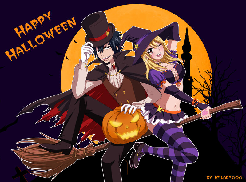 Two Characters on Broomstick