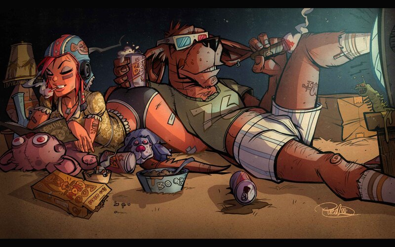 Two Characters on Floor