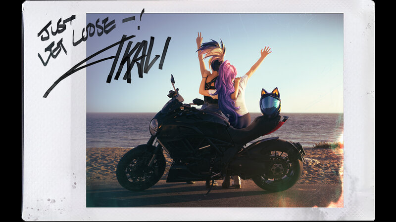 Two Characters on Motorcycle — Black, Relaxed