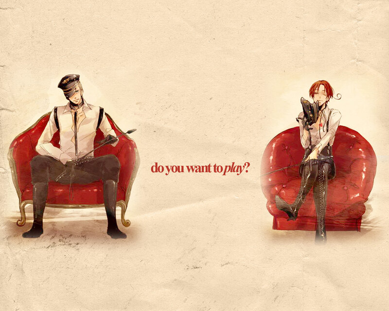 two characters on red chairs