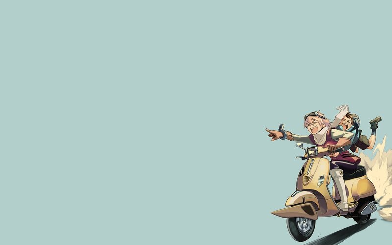 Two Characters on Scooter