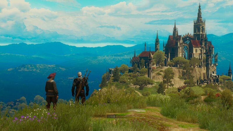 Two Characters Overlooking a Castle