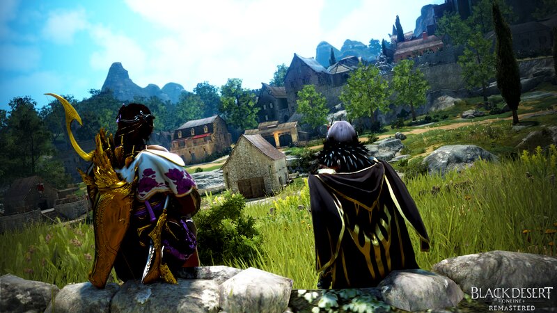 Two Characters Overlooking Village