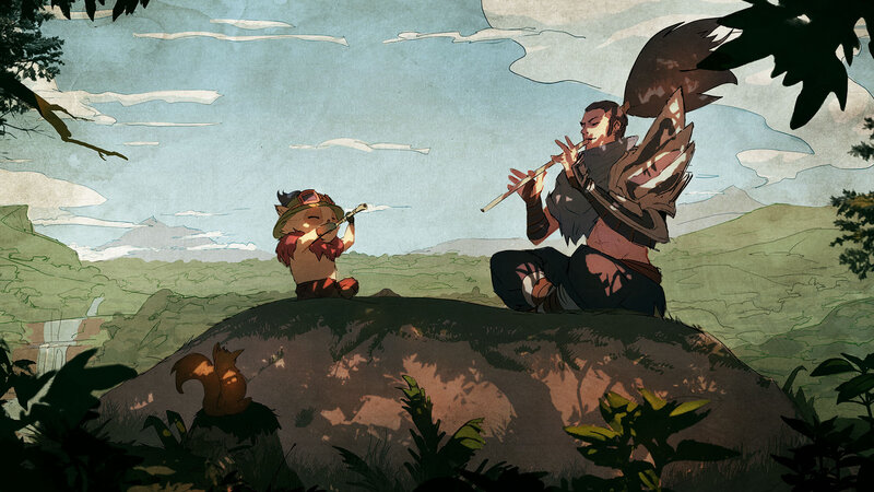Two Characters Playing Flutes