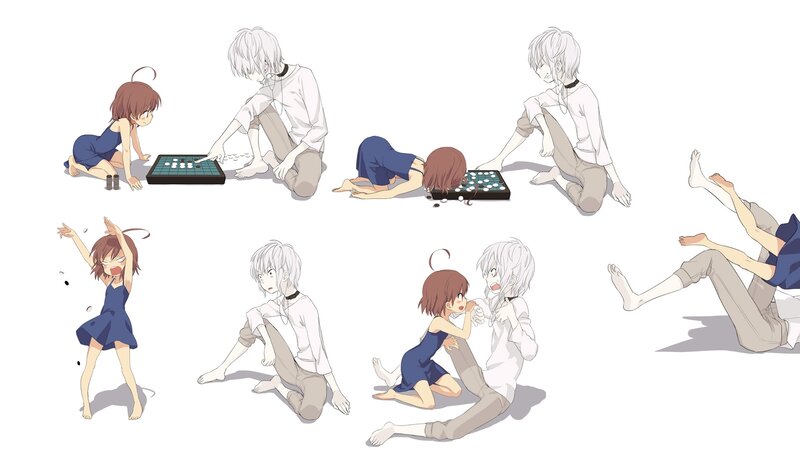 Two Characters Playing Go