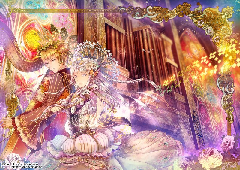 Two Characters Playing Instruments — Purple