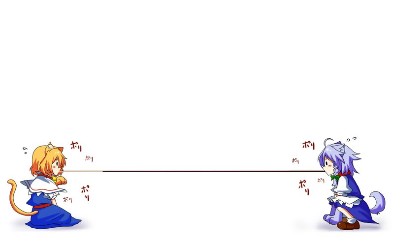 Two characters pulling a rope
