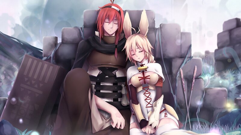 Two Characters Resting — Purple