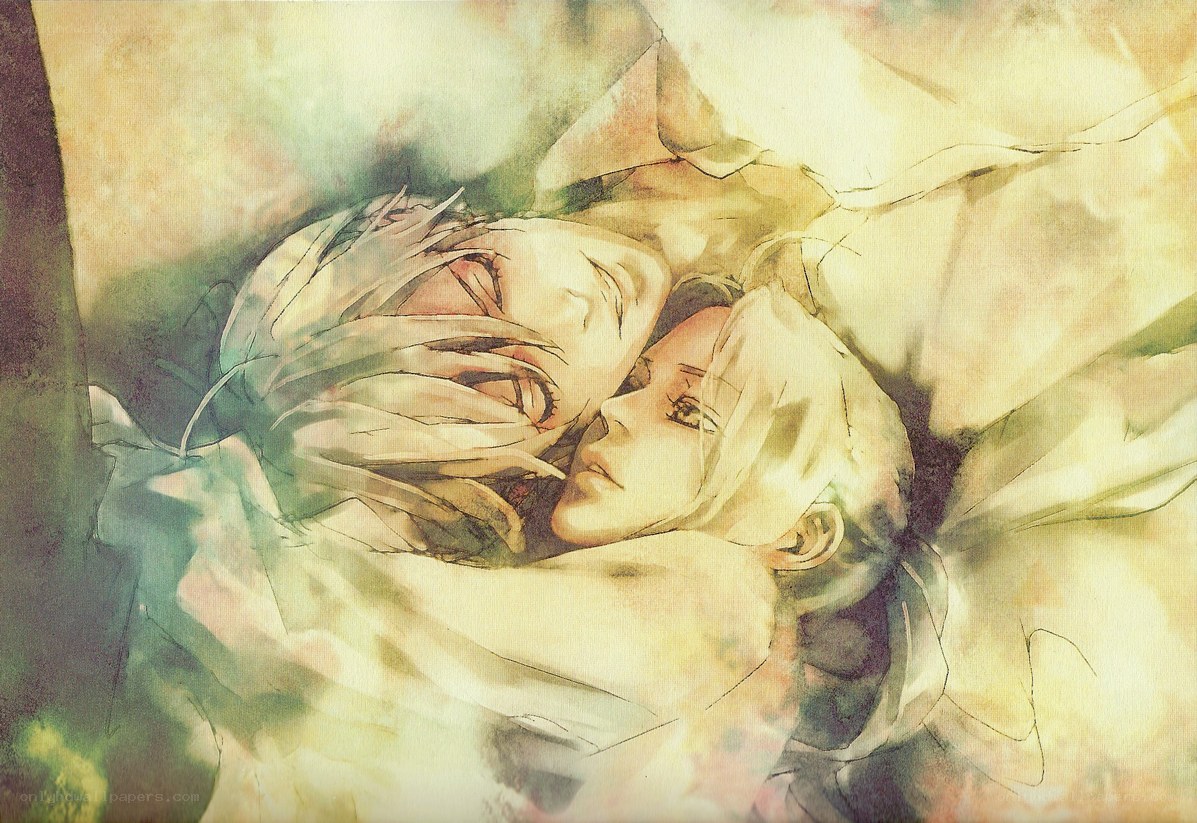 two characters resting together