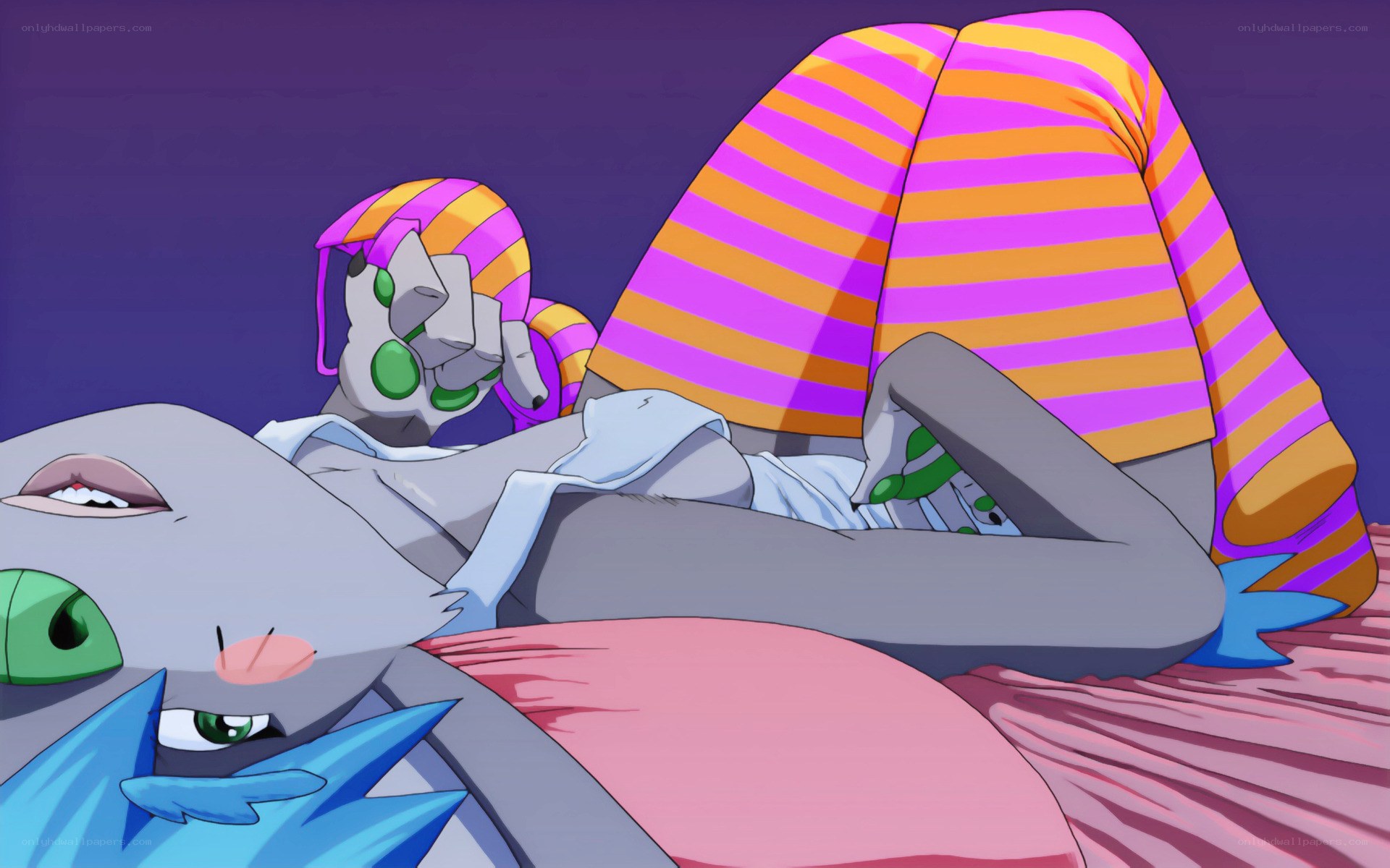 two characters resting together