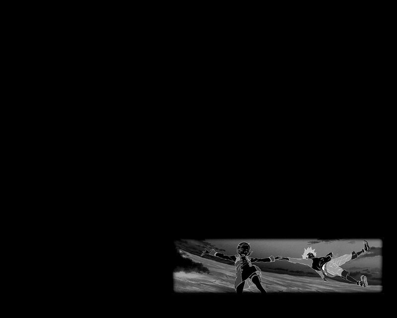 Two Characters Running — Black, Dramatic