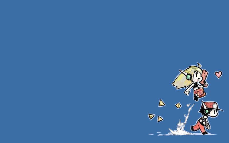 Two Characters Running — Blue, Playful, Digital Art