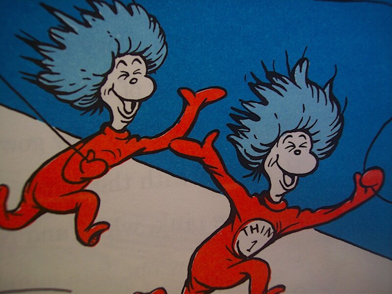 Two Characters Running — Blue