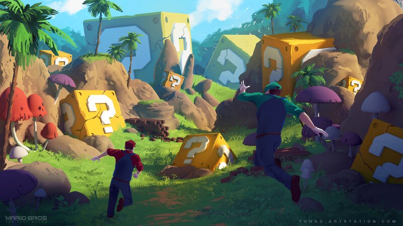Two Characters Running — Green, Adventurous