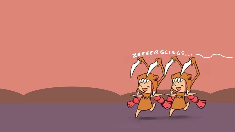 Two characters running