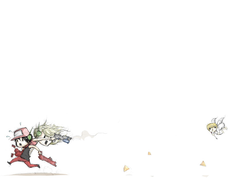 Two Characters Running — White