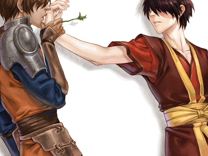 two characters sharing a flower