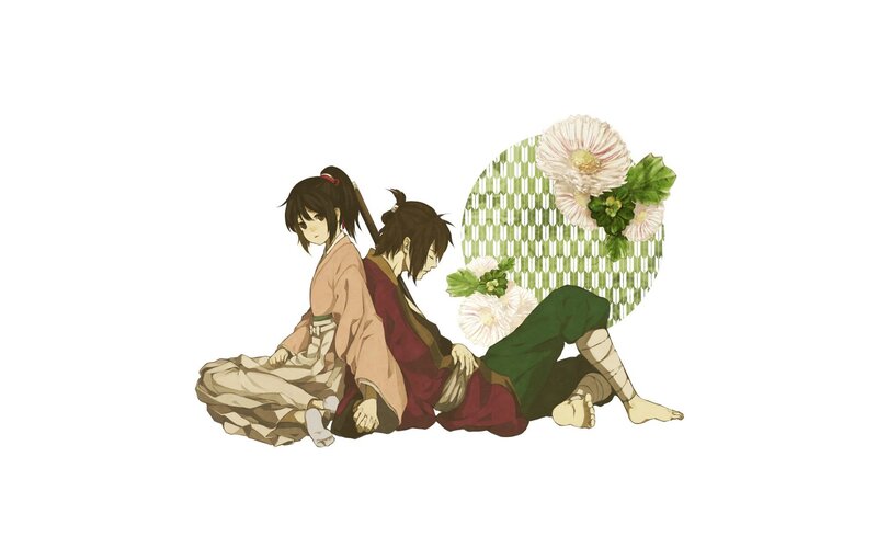 two characters sitting back to back