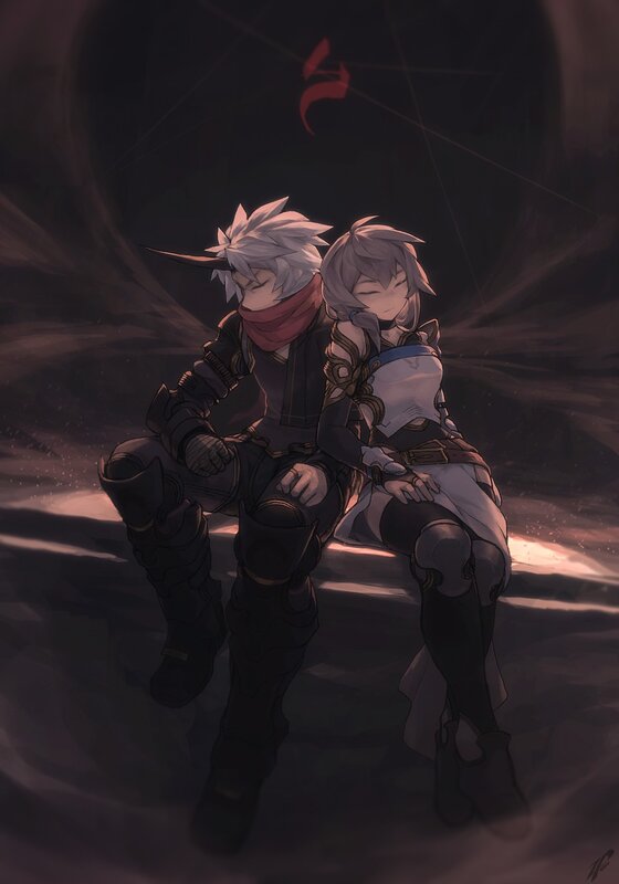 Two Characters Sitting — Black