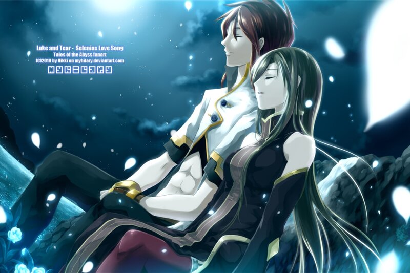 Two Characters Sitting — Blue, Serene, Night