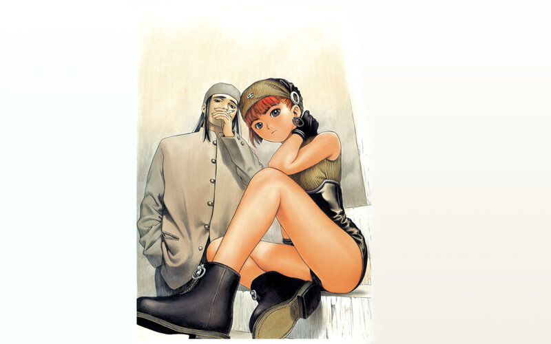 Two Characters Sitting — Brown, Calm