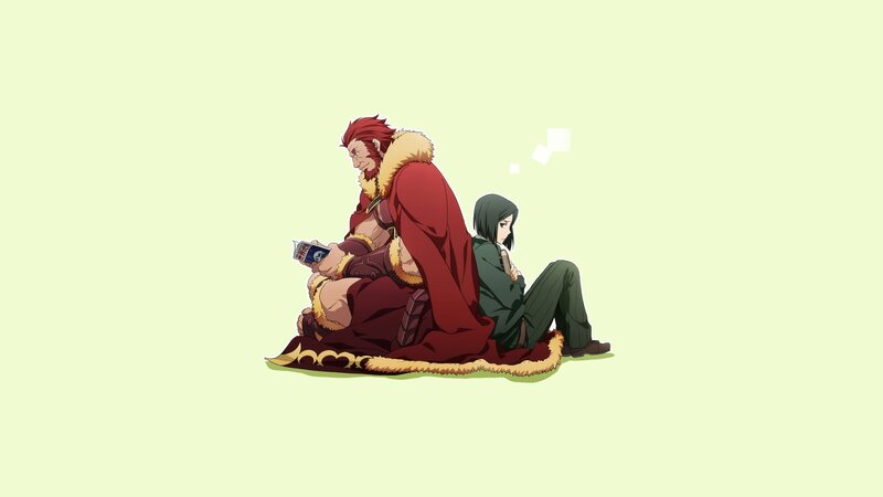 Two Characters Sitting — Green, Calm