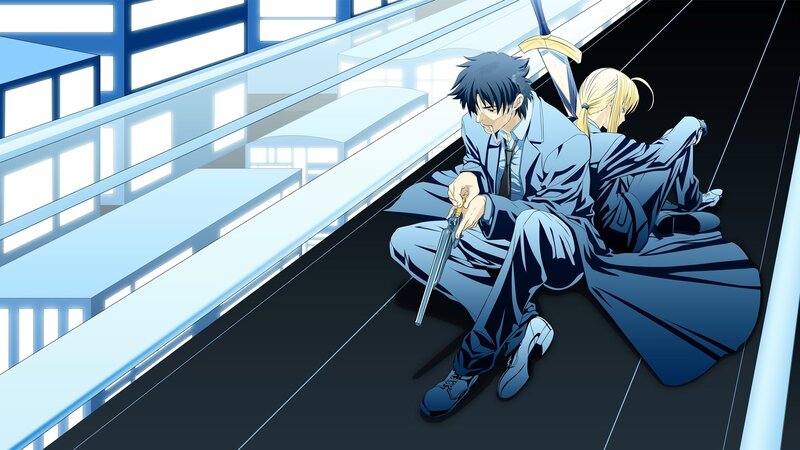 Two characters sitting on a platform
