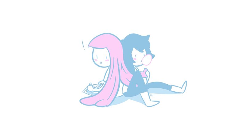 Two Characters Sitting — Pink