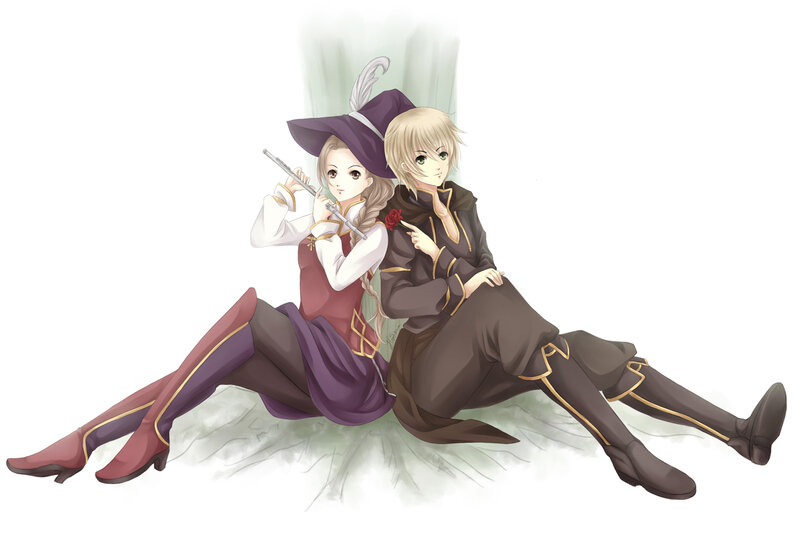 Two Characters Sitting — Purple