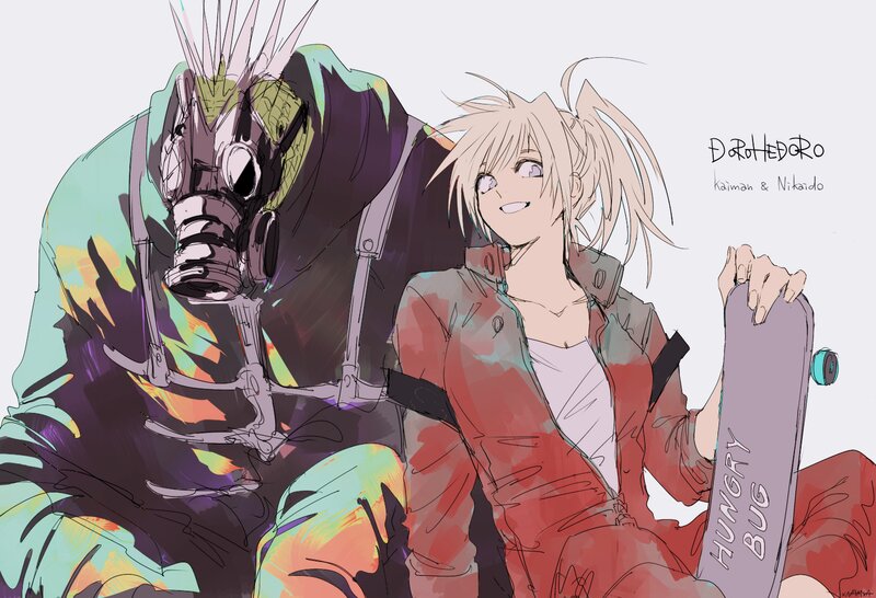 Two Characters Sitting — Red, Calm