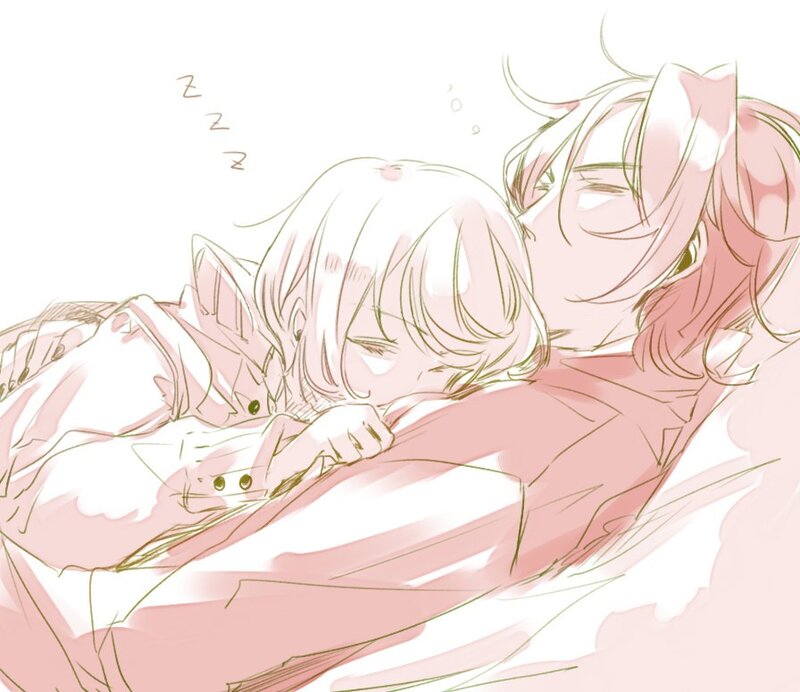 two characters sleeping together