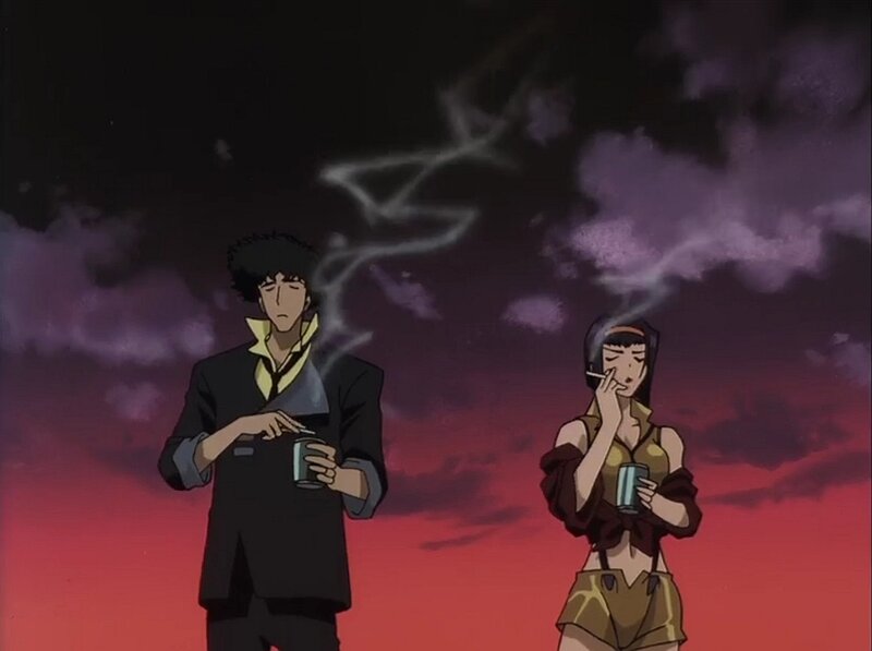 Two Characters Smoking — Red