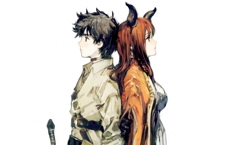 Two Characters Standing Back to Back — White
