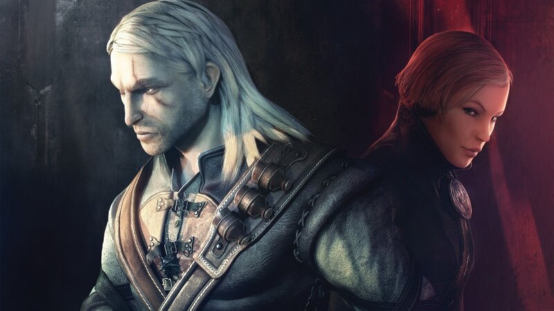 Two Characters Standing — Gray, Dramatic, Digital Art