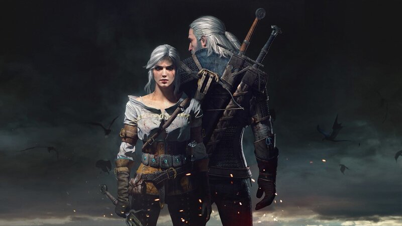 Two Characters Standing — Gray, Dramatic, Night