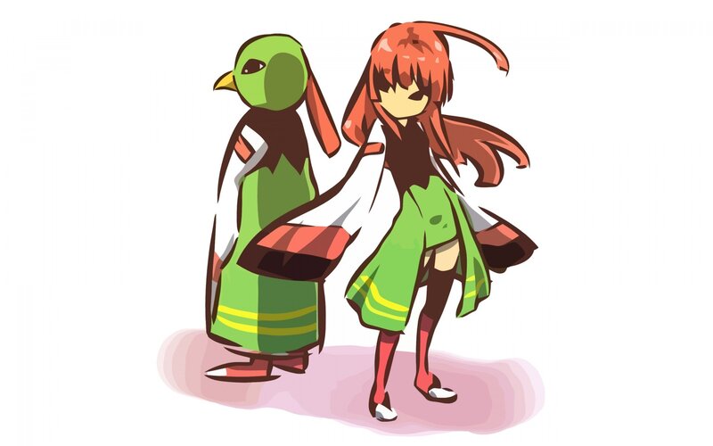 Two Characters Standing — Green, Neutral