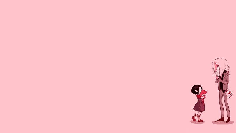 Two Characters Standing — Pink, Calm