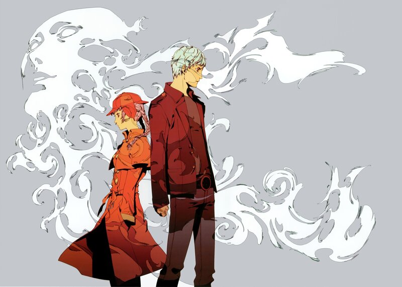 Two Characters Standing — Red