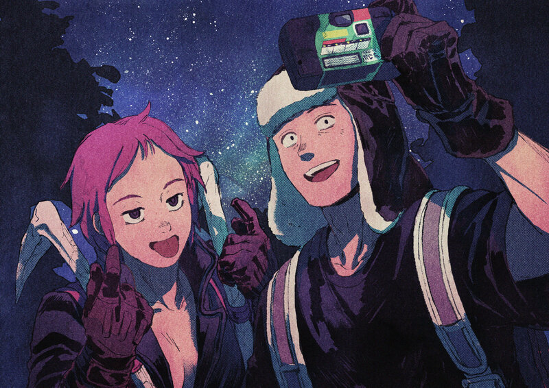 Two Characters Taking a Selfie