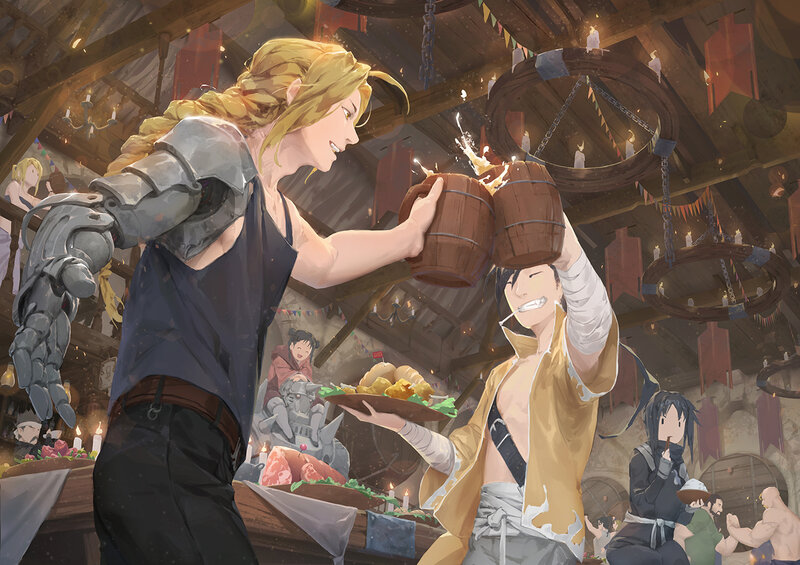 Two Characters Toasting