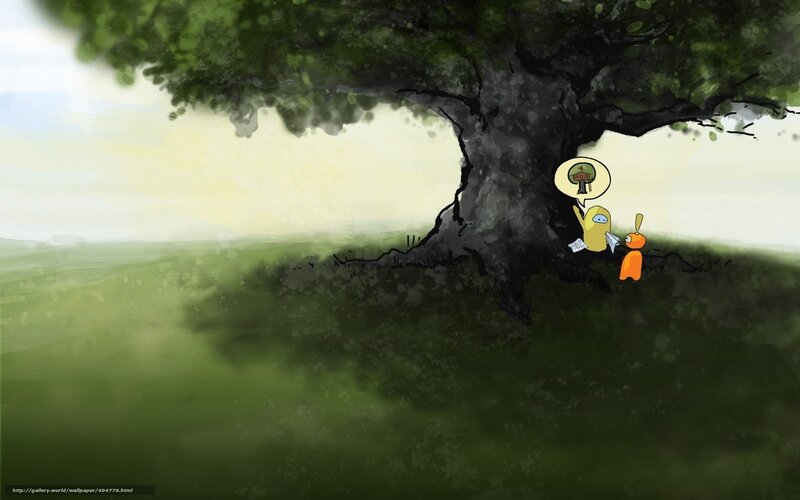 Two characters under a tree
