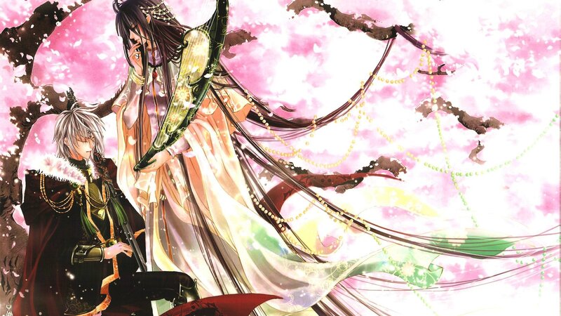 Two Characters under Cherry Blossoms — Pink, Serene, Spring, Manga, Cherry Blossoms