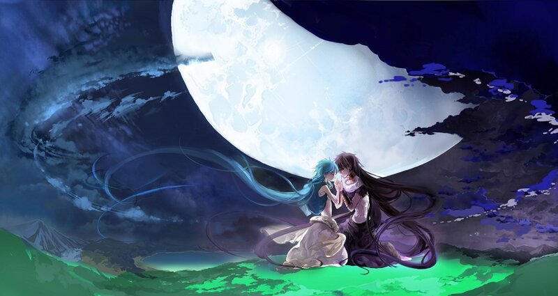 Two Characters under Moon