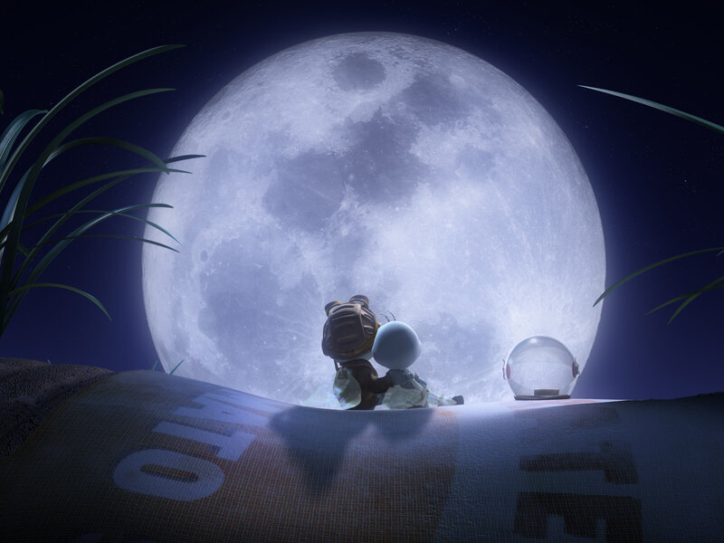 Two characters under the moon