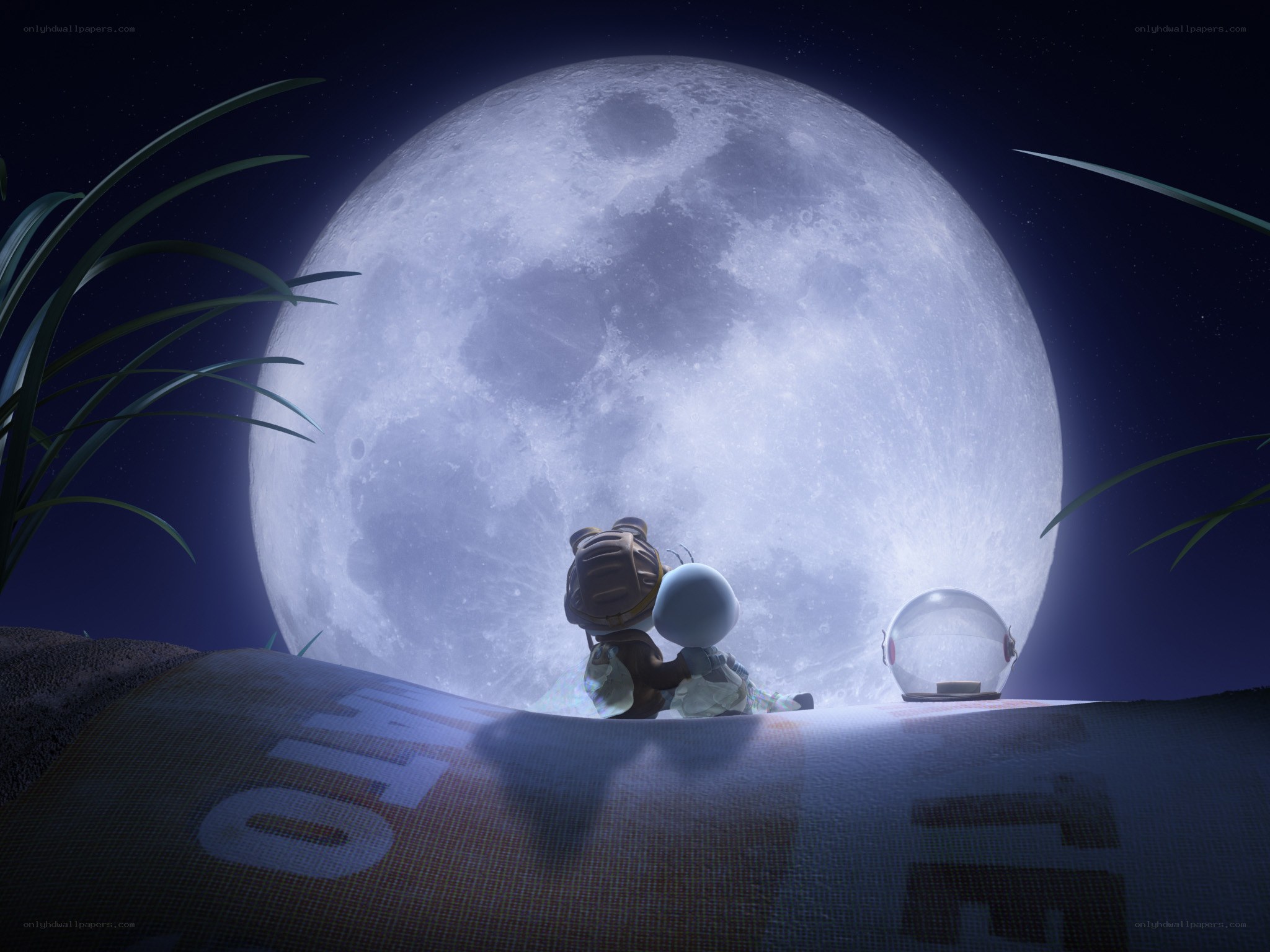 Two characters under the moon